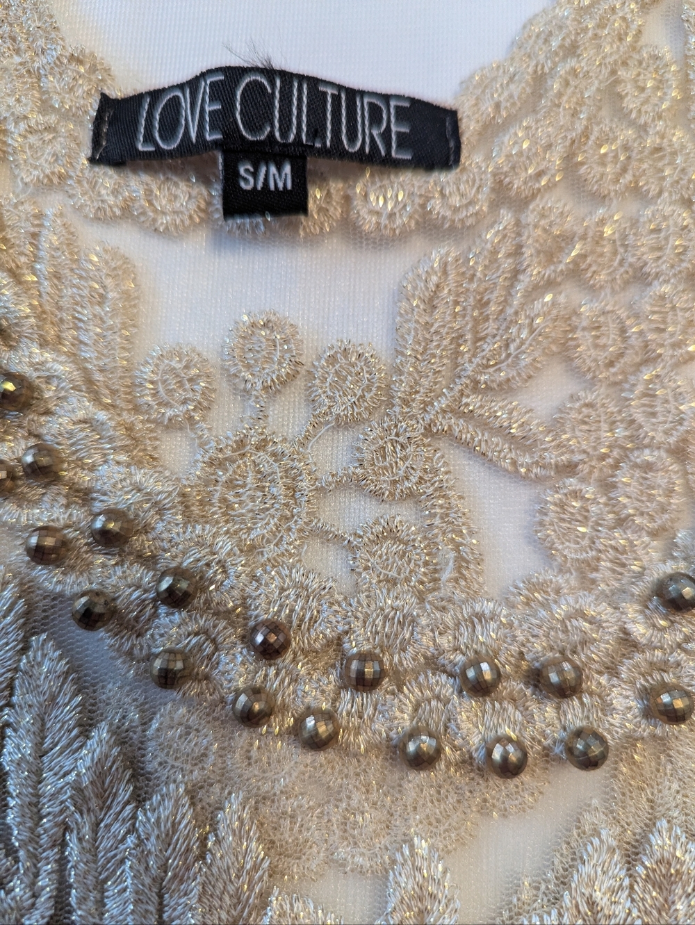 Love Culture Full Lace Ivory Sleeveless Top Size S/M - Picture 5 of 10